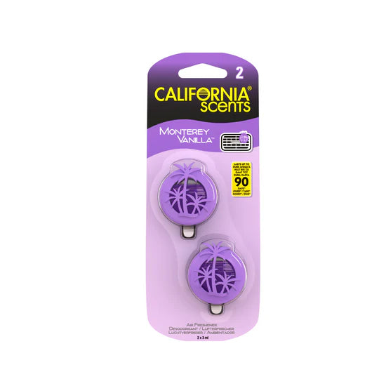California Scents 2 Pack Mini Diffuser Air Freshener Monterey Vanilla